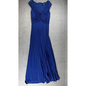Tadashi Collection Dress Womens Small Royal Blue Pleated Surplice Gown CQD60135L